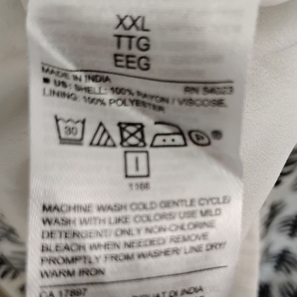 Old Navy Printed Dress Black/White Keyhole XXL Long Sleeve Elastic Waist Lined - Picture 8 of 8